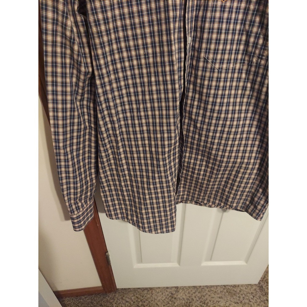 Ariat Pro Series LT Men's Button Up Long Sleeve Plaid Shirt Cowboy Rodeo Blue - Picture 3 of 12